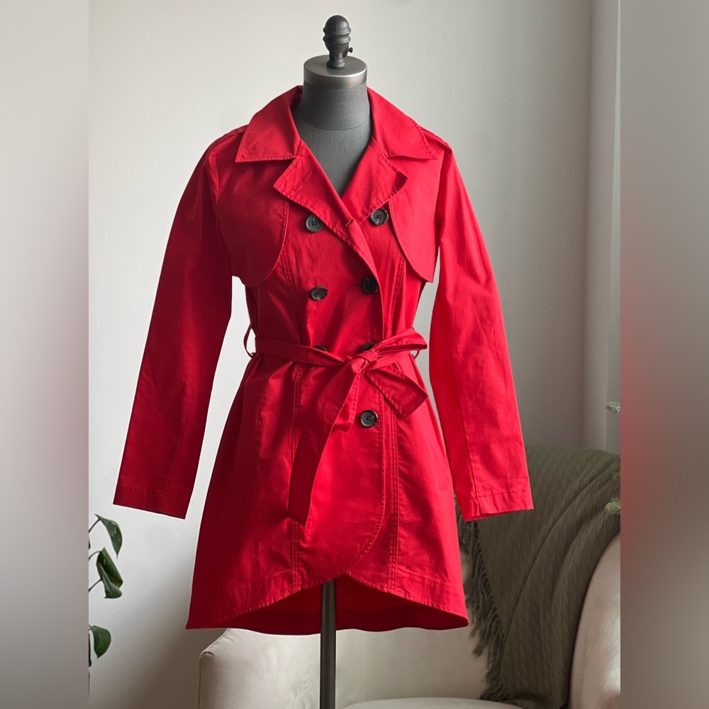 Cabi Red Convertible Trench Coat EUC